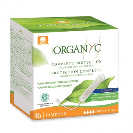 Tampons amb aplicador compacte super plus 16u, Organyc