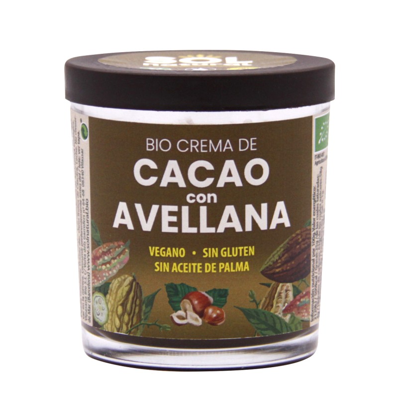 Crema de cacau i avellana bio 200gr, Sol Natural