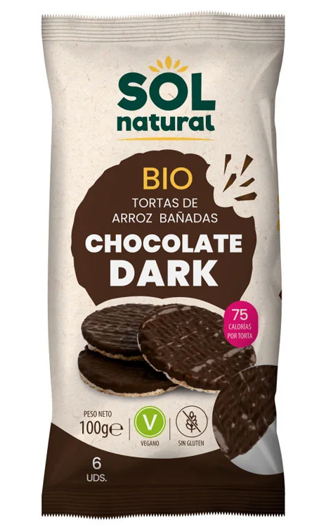 Coquetes d'arròs i xocolata Dark 100g, Sol Natural