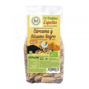 Bastonets espelta cúrcuma i sèsam negre 150g, Sol Natural