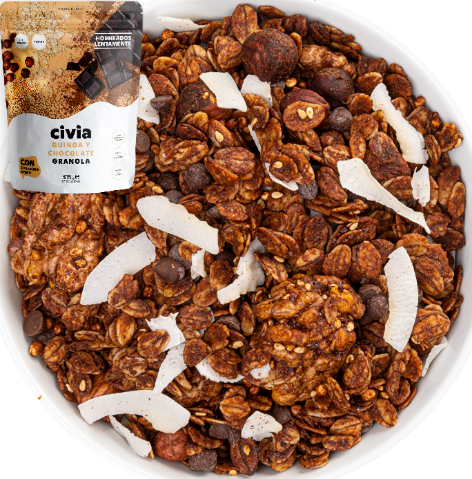 Granola xocolata i avellanes, Civia