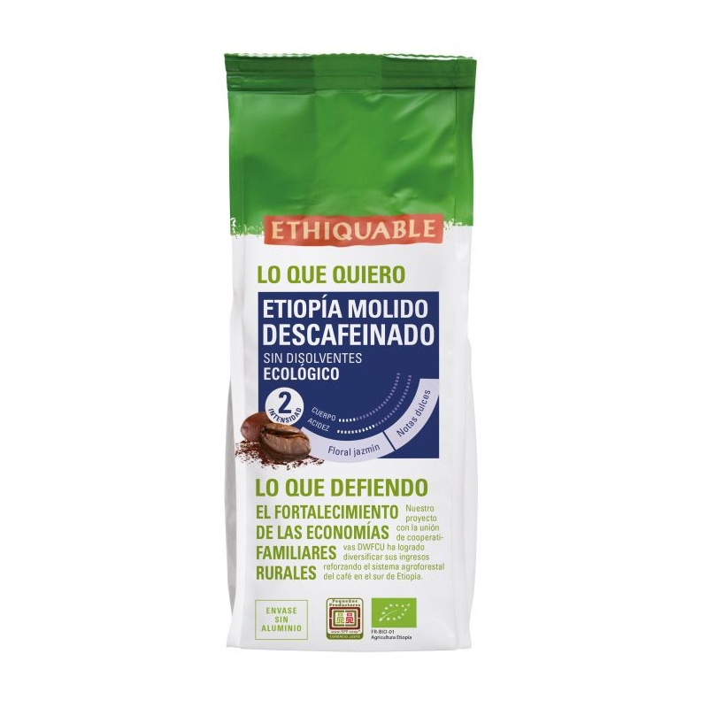 Cafè mòlt descafeïnat Etiòpia 250g, Ethiquable