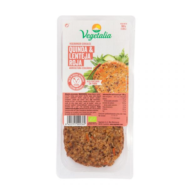 Hamburguesa quinoa i llentia, 160g Vegetalia
