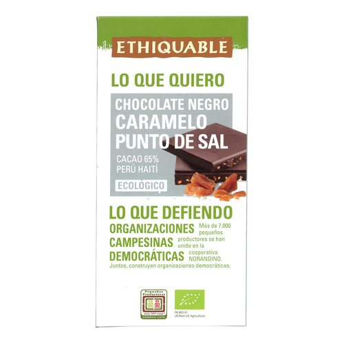 Xocolata 65% caramel, punt de sal 100g, Ethiquable