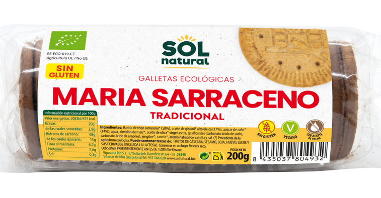 Galetes Maria de fajol 200g, Sol Natural
