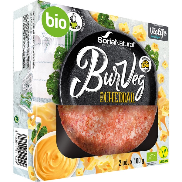 Burveg Cheddar 2x100g. Soria Natural