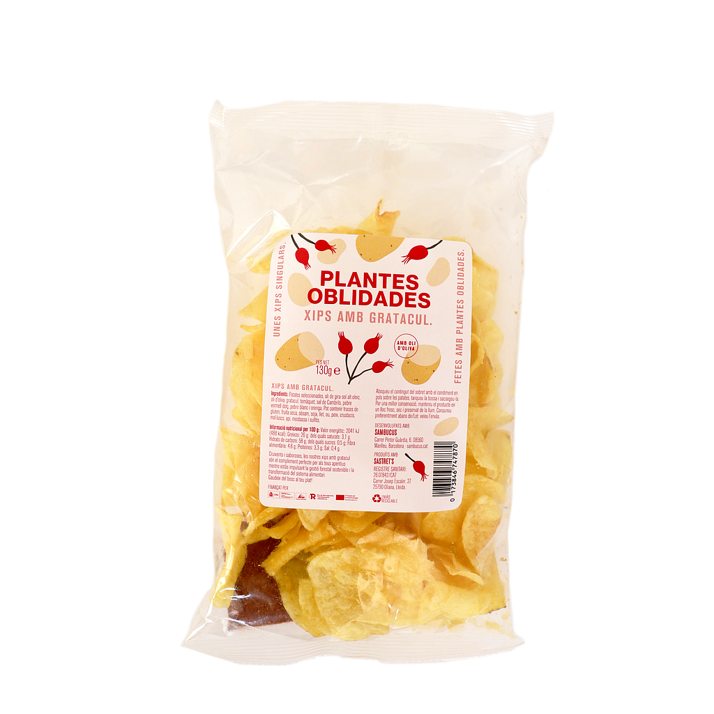 Patates xips amb gratacul 130g, Plantes Oblidades