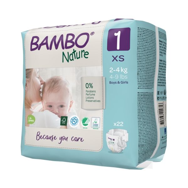 Bolquers Talla 1 (2-4kg) 22u, Bambo